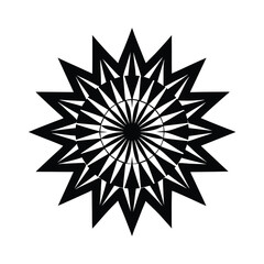 Black and white vector illustration of a snowflake and star Christmas icon
