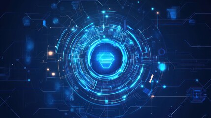 Digital interface displaying cloud icon within a futuristic technology network