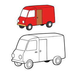 A delivery van coloring page featuring a simple vehicle design, ready for kids to color. Perfect for teaching about transport, delivery services, and everyday vehicles.
