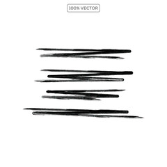 Black color crayon underline set - horizontal hand drawn chalk or marker highlighter strokes. Rough textured pencil lines