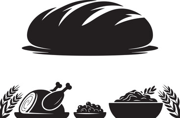 Thanksgiving Bread Loaf Silhouette Vector Black on White