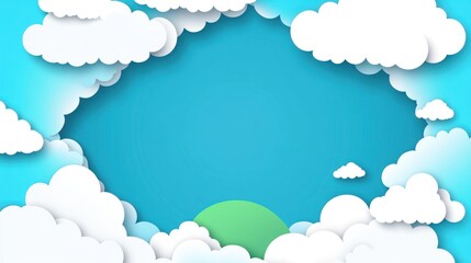 Cartoon clouds frame blue background ideal for illustrations and designs