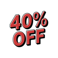 40 Percent Off Discount Label Vector