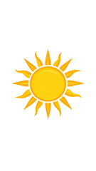 Fototapeta premium Pixelated sun graphic, bright yellow disc with radiating orange rays