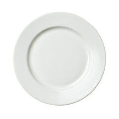 Simple white ceramic plate with raised rim porcelain dish