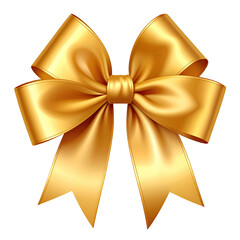 Golden ribbon bow, elegant and luxurious