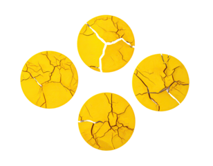 Four yellow circles, cracked
