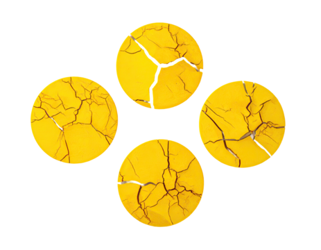 Four yellow circles, cracked - Powered by Adobe