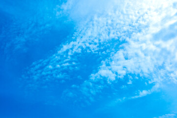 Panorama of cloud clear sky background for summer vacation concept at ocean and summer sea water with sunlight of beautiful cloudy	
