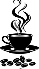 Steaming coffee cup on saucer