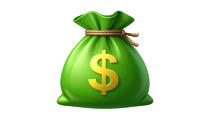 Green money bag with dollar sign