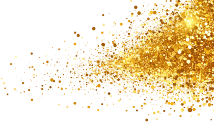 Gold glitter explosion on black background