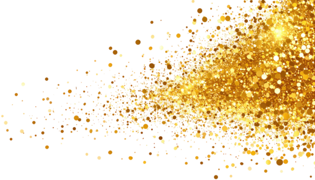 Gold glitter explosion on black background