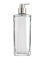 Clear glass pump bottle with silver dispenser liquid