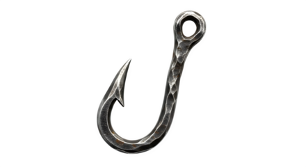 Forged hook isolated on transparent background, a sturdy and reliable tool for lifting and securing heavy objects, essential for various applications