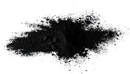 Dark powder scattered on a black background