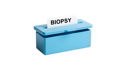 Biopsy sample container for medical testing and analysis, used for diagnosis and treatment of diseases isolated on transparent background