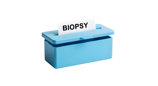 Biopsy sample container for medical testing and analysis, used for diagnosis and treatment of diseases isolated on transparent background