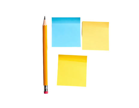 Colorful sticky notes and pencil