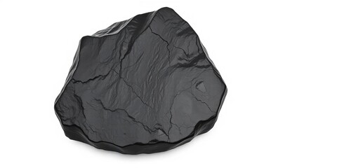 Obraz premium Dark, polished black stone on stark white background, holiday sale, stone texture