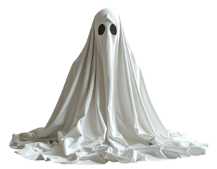 White ghost draped in a sheet