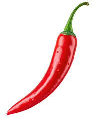 Single red chili pepper, isolated on black