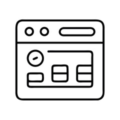 Simple line art icon representing a digital interface or dashboard