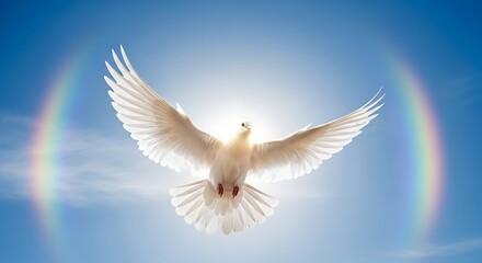 White Dove Soaring in Heavenly Light.