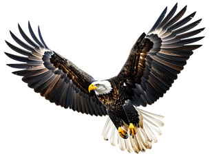 Obraz premium Bald eagle in flight. Detailed digital illustration of a majestic bald eagle soaring through the air