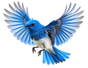 Vibrant blue bird in flight