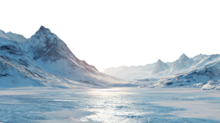 arctic landscape sunlight isolated on white background