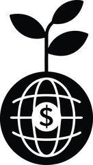 Global economy growing like a plant with a dollar symbol