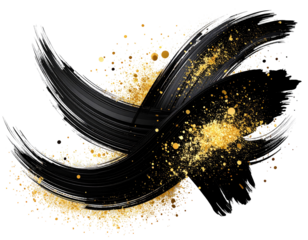 Abstract design with black and gold brushstrokes
