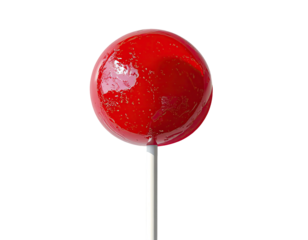 Round red lollipop on a stick