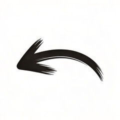 Obraz premium Black brush stroke arrow pointing left isolated on white background for direction or navigation sign