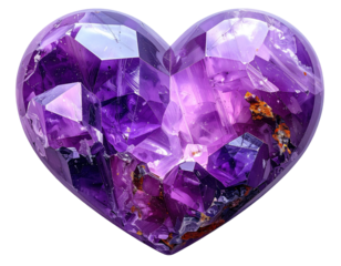A heart-shaped amethyst crystal