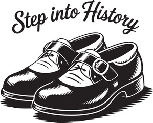 Pilgrim Shoes Silhouette Vector Black on White