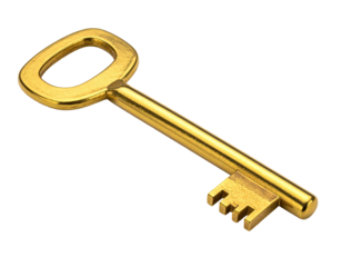 Golden key, isolated on black background