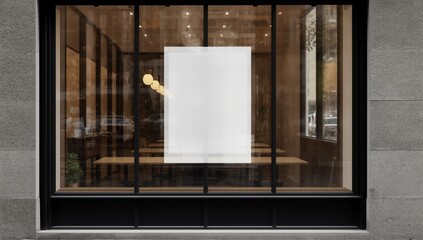 Mockup billboards or white promotion poster displayed on the front of the restaurant, coffee shop Promotion information for marketing announcements and details