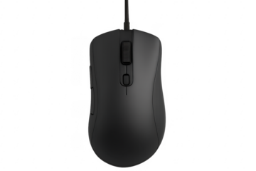 Black wired computer gaming mouse with transparent background