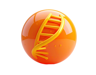 3D orange sphere with DNA