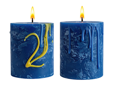 Two blue candles with the number 21 - Powered by Adobe
