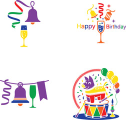 Festive celebration elements with bells and drinks