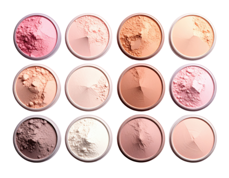A collection of various pressed powder shades