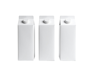 Three blank white carton juice boxes
