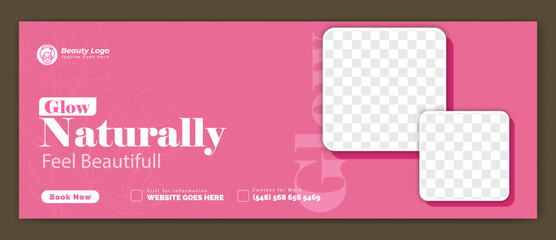 Barber shop  salon and haircut Facebook cover design. Skin care social media graphic elements. Vector beauty spa centre social media post template