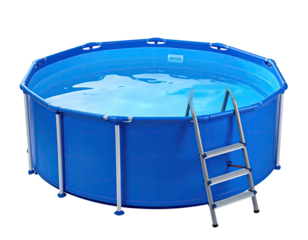 Round inflatable pool with metal frame