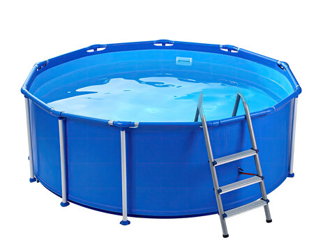Round inflatable pool with metal frame