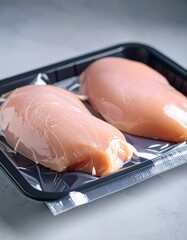 Freshly Packed Chicken Breast in Vacuum Sealed Tray