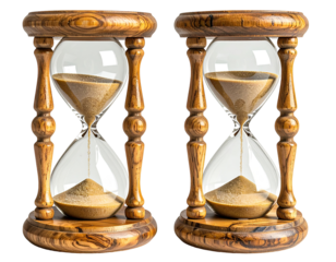 Two antique-style hourglasses